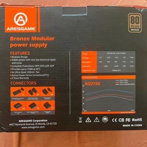 ARESGAME 750W Power Supply Semi Modular 80+ Bronze PSU